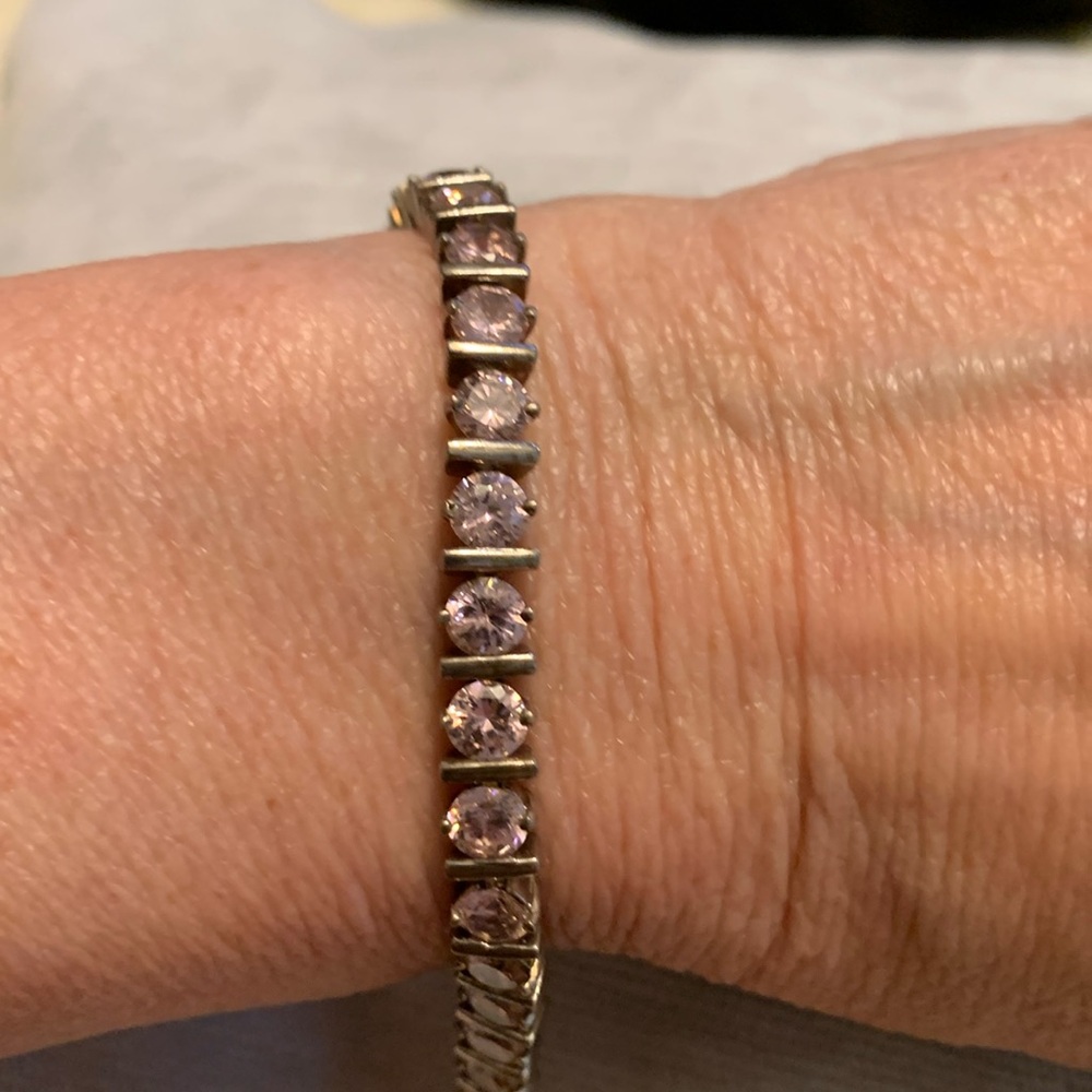 Vintage Pink Bella Luce Tennis Bracelet in Sterling Silver EUC